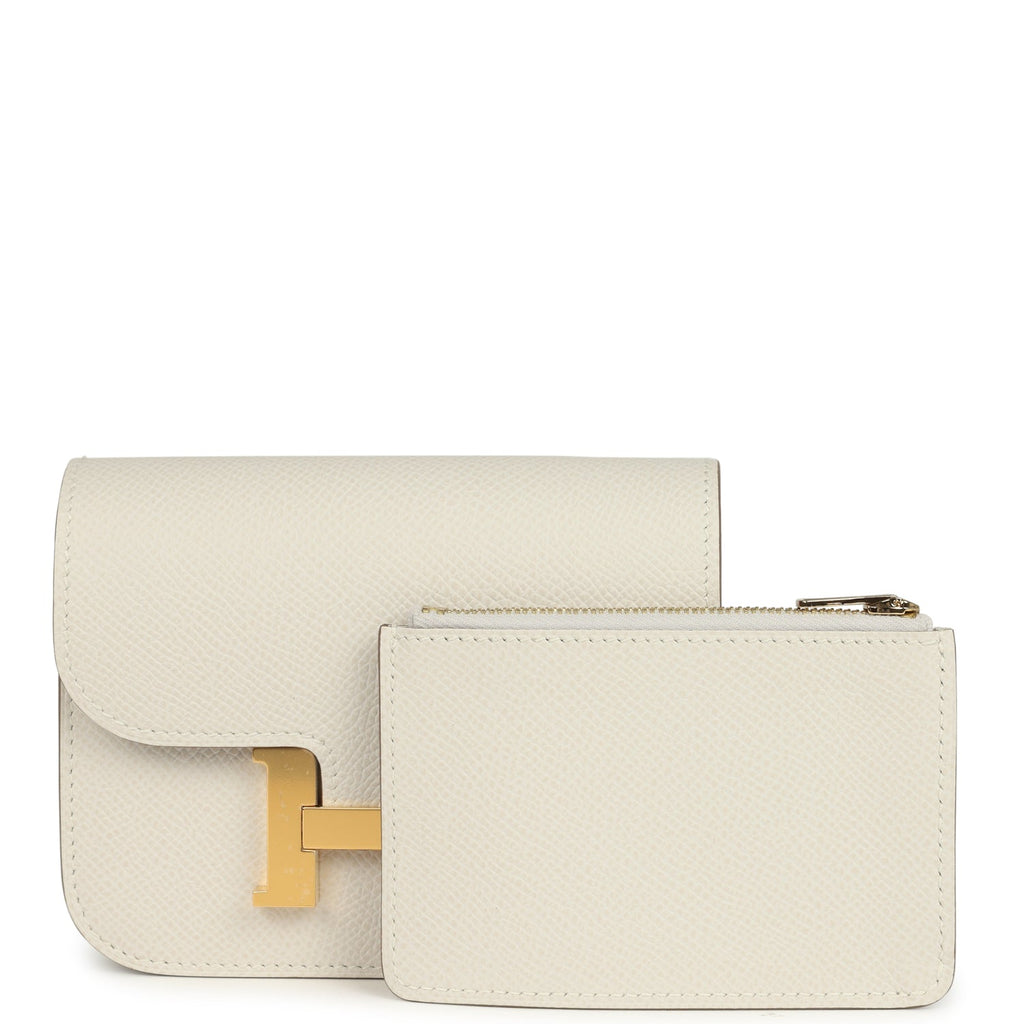 Constance Slim Wallet Craie Epsom Gold Hardware Bag