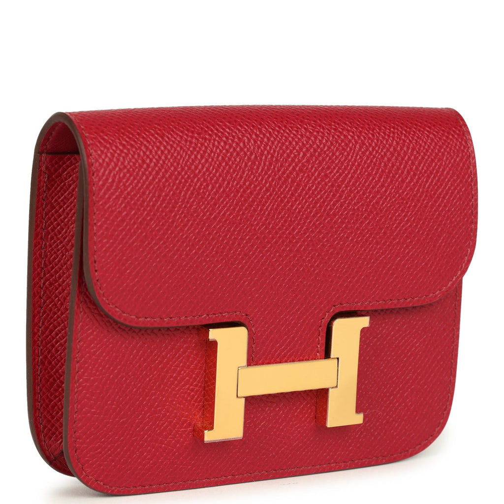 Constance Slim Wallet Rubis Epsom Gold Hardware Bag