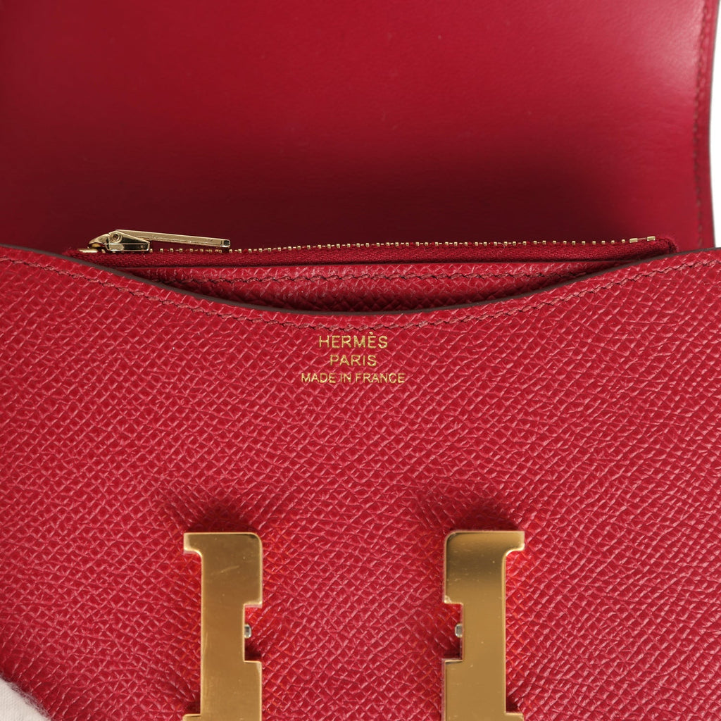 Constance Slim Wallet Rubis Epsom Gold Hardware Bag