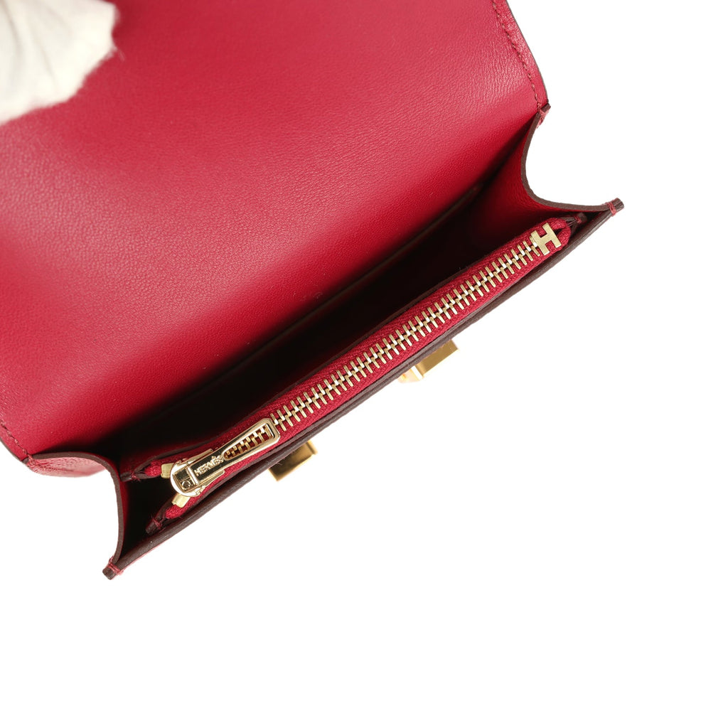 Constance Slim Wallet Rubis Epsom Gold Hardware Bag
