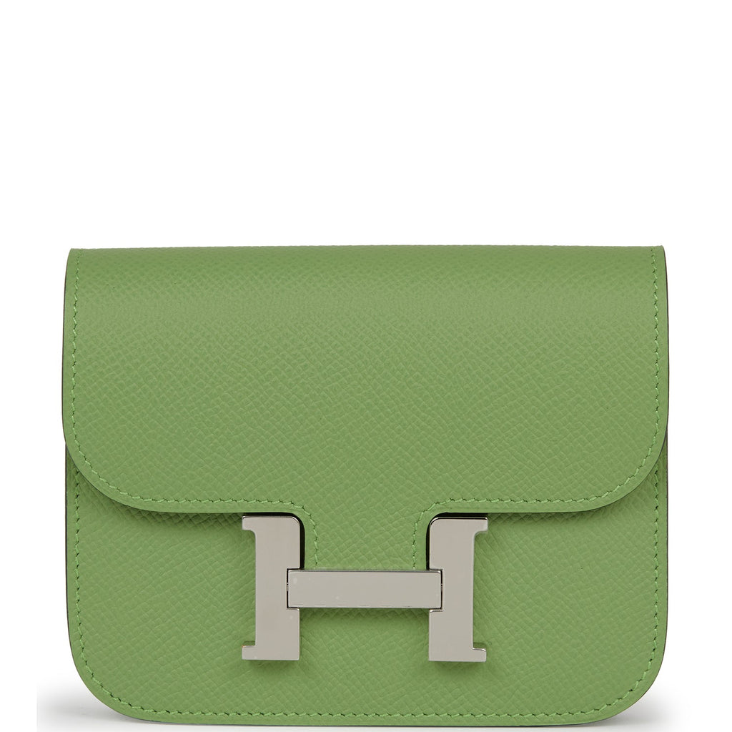 Constance Slim Wallet Vert Criquet Epsom Palladium Hardware Bag