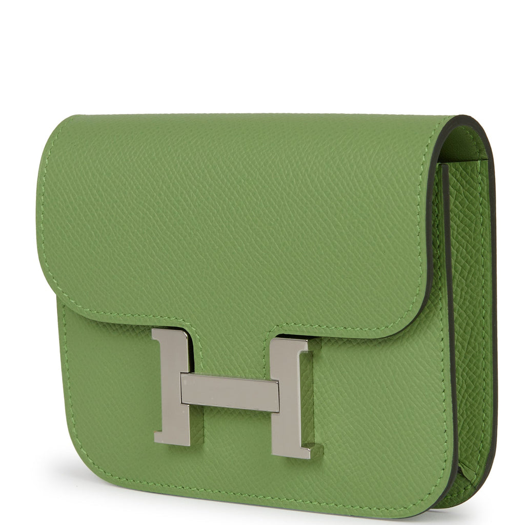 Constance Slim Wallet Vert Criquet Epsom Palladium Hardware Bag