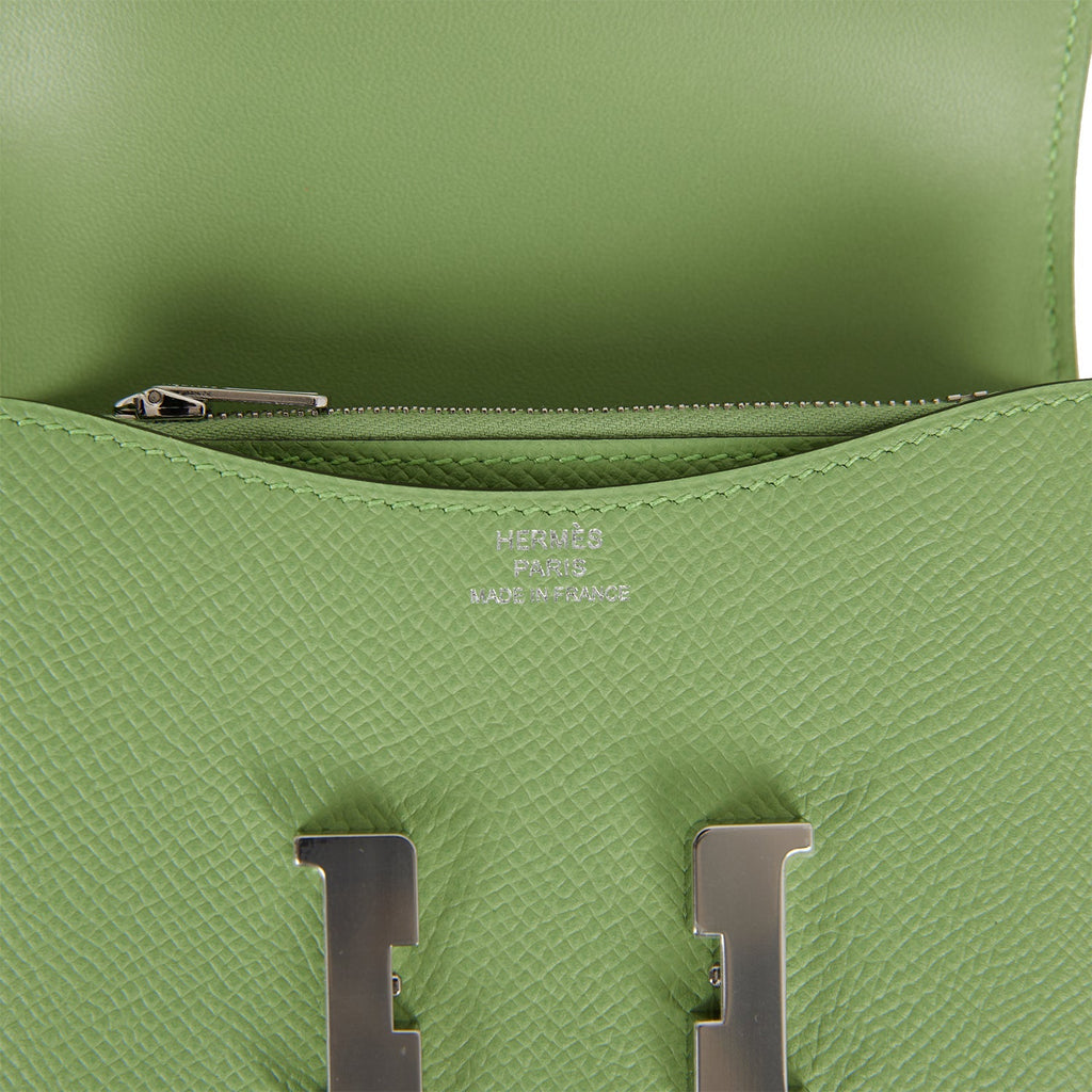 Constance Slim Wallet Vert Criquet Epsom Palladium Hardware Bag