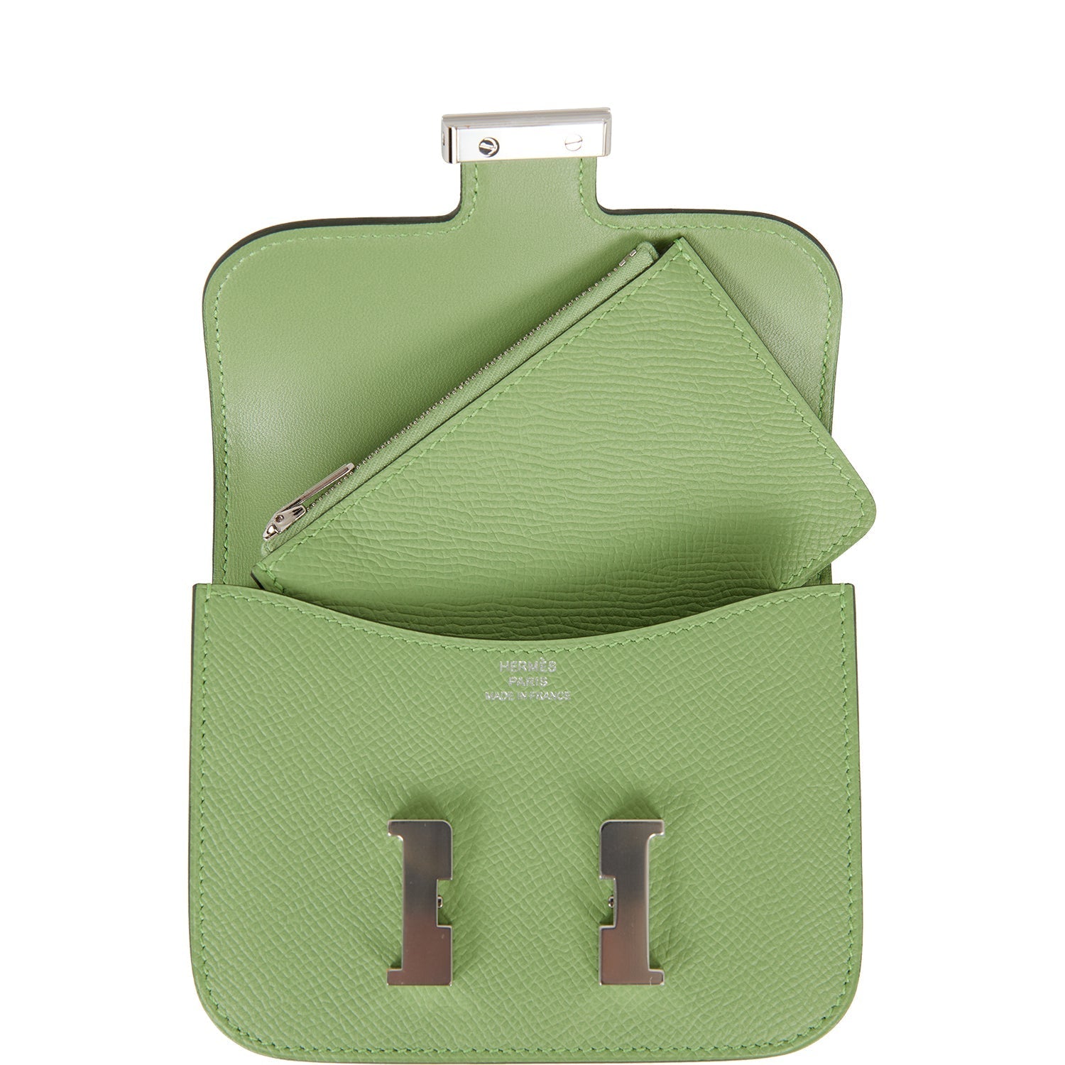 Constance Slim Wallet Vert Criquet Epsom Palladium Hardware Bag