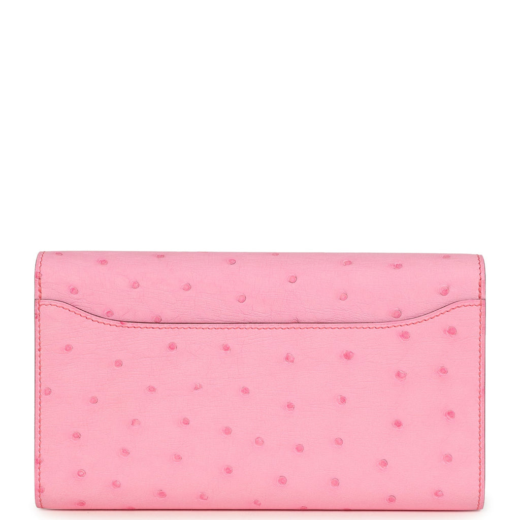 Constance To Go Wallet Bubblegum Ostrich Palladium Hardware Bag