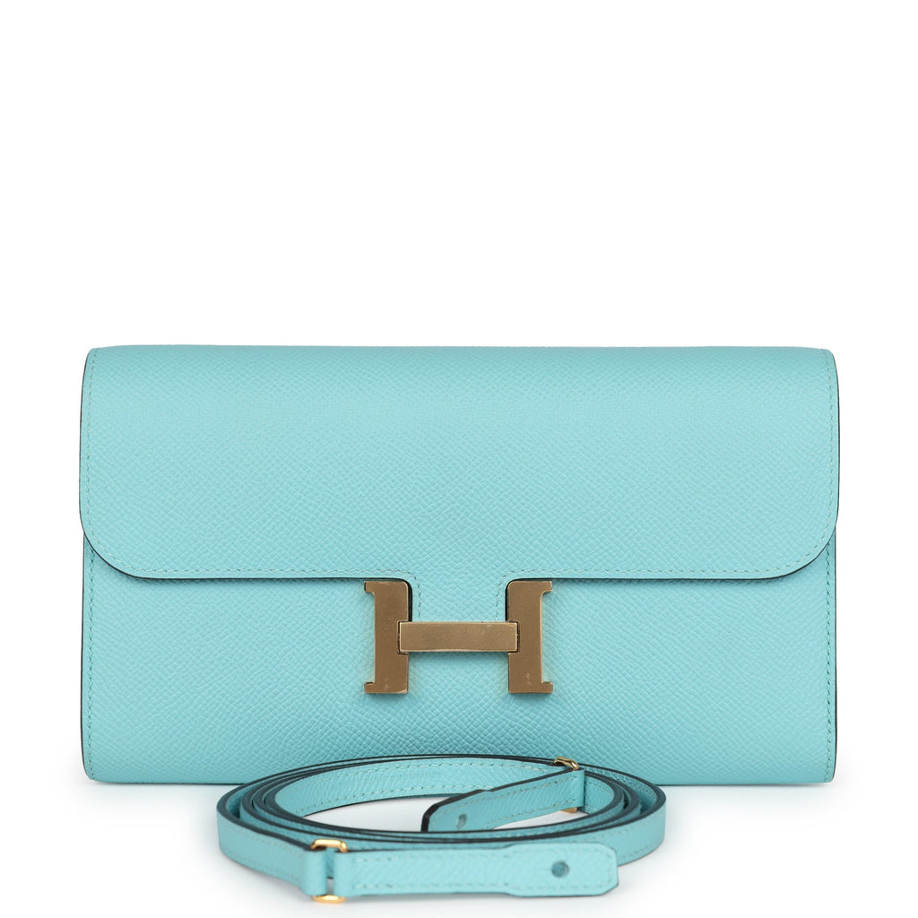 Constance Wallet To Go Bleu Atoll Epsom Gold Hardware Bag