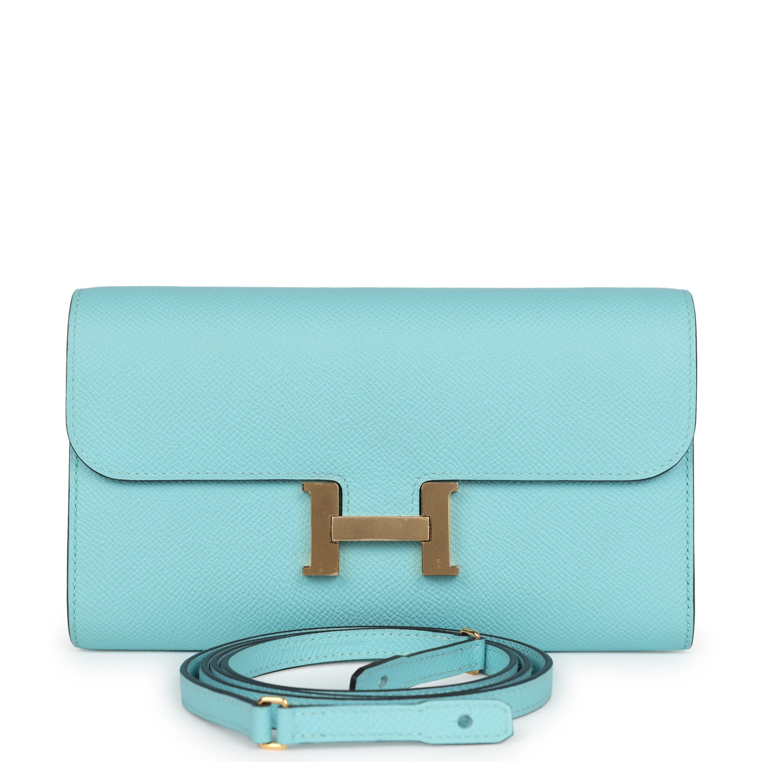 Constance Wallet To Go Bleu Atoll Epsom Gold Hardware Bag