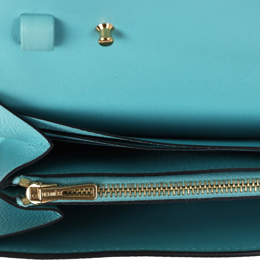 Constance Wallet To Go Bleu Atoll Epsom Gold Hardware Bag