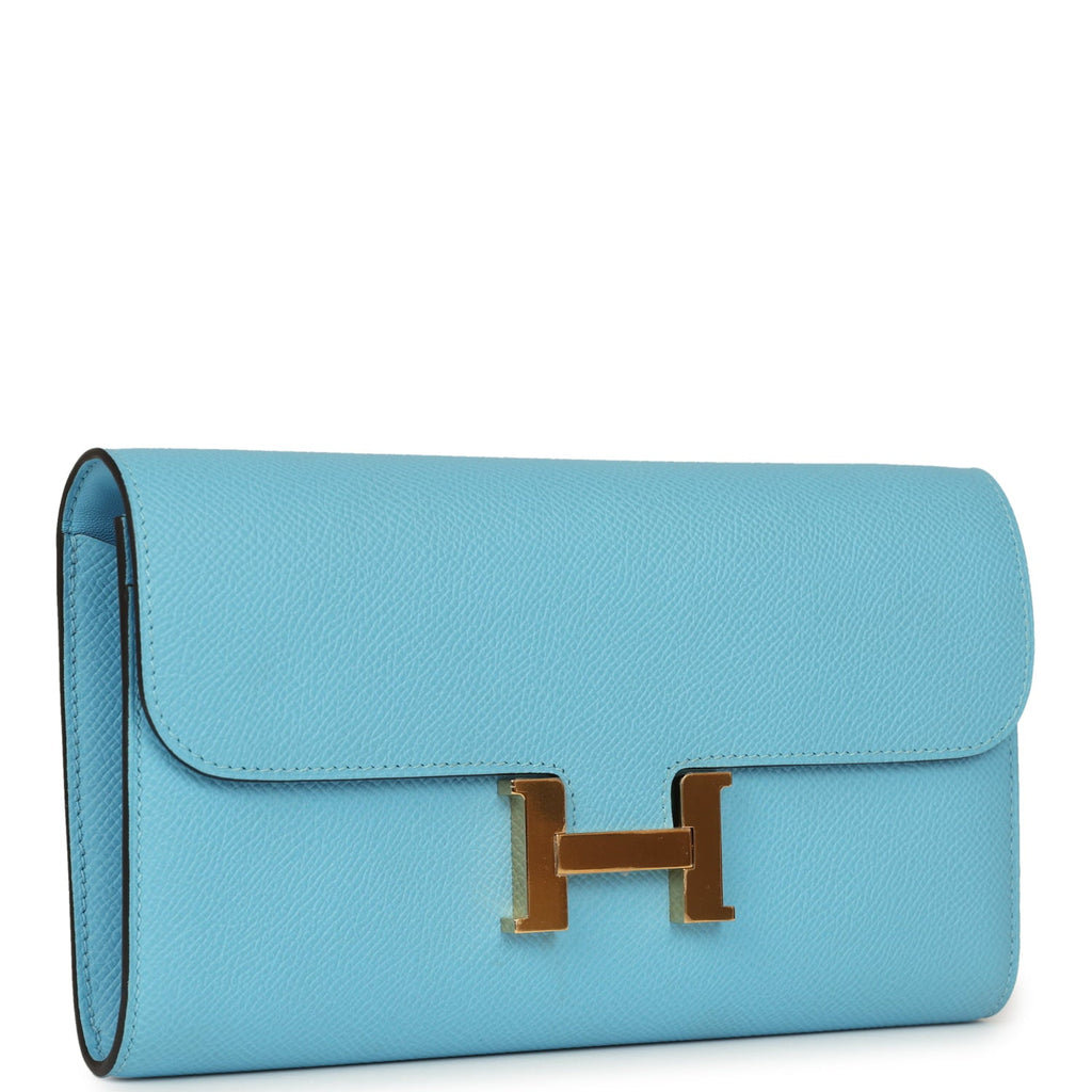 Constance Wallet To Go Celeste Epsom Gold Hardware Bag