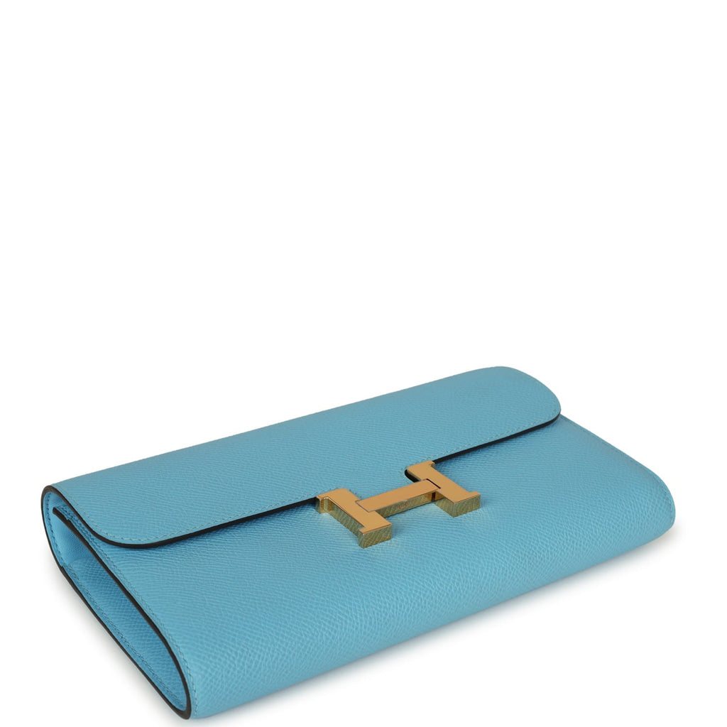 Constance Wallet To Go Celeste Epsom Gold Hardware Bag