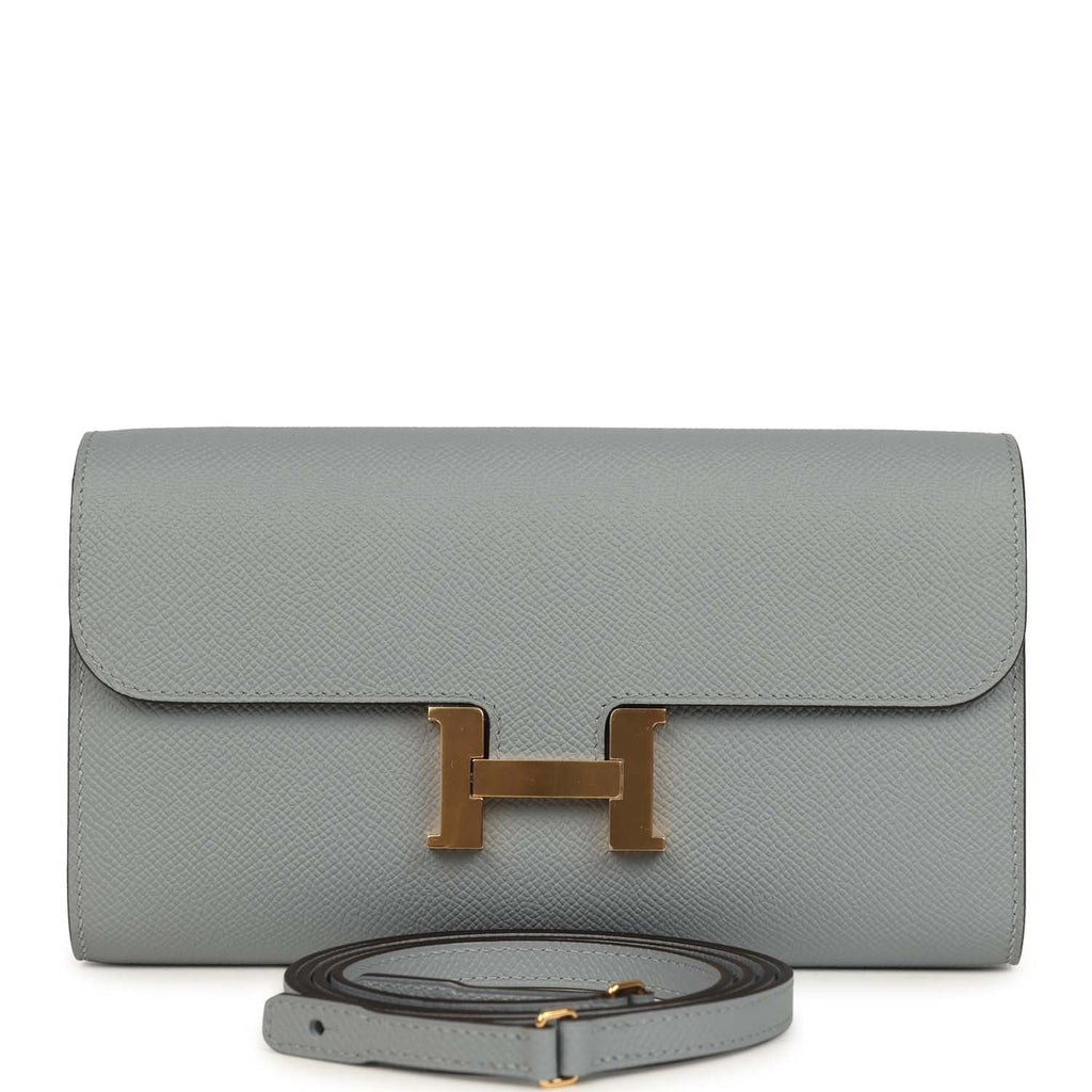 Constance Wallet To Go Gris Pantin Epsom Gold Hardware Bag