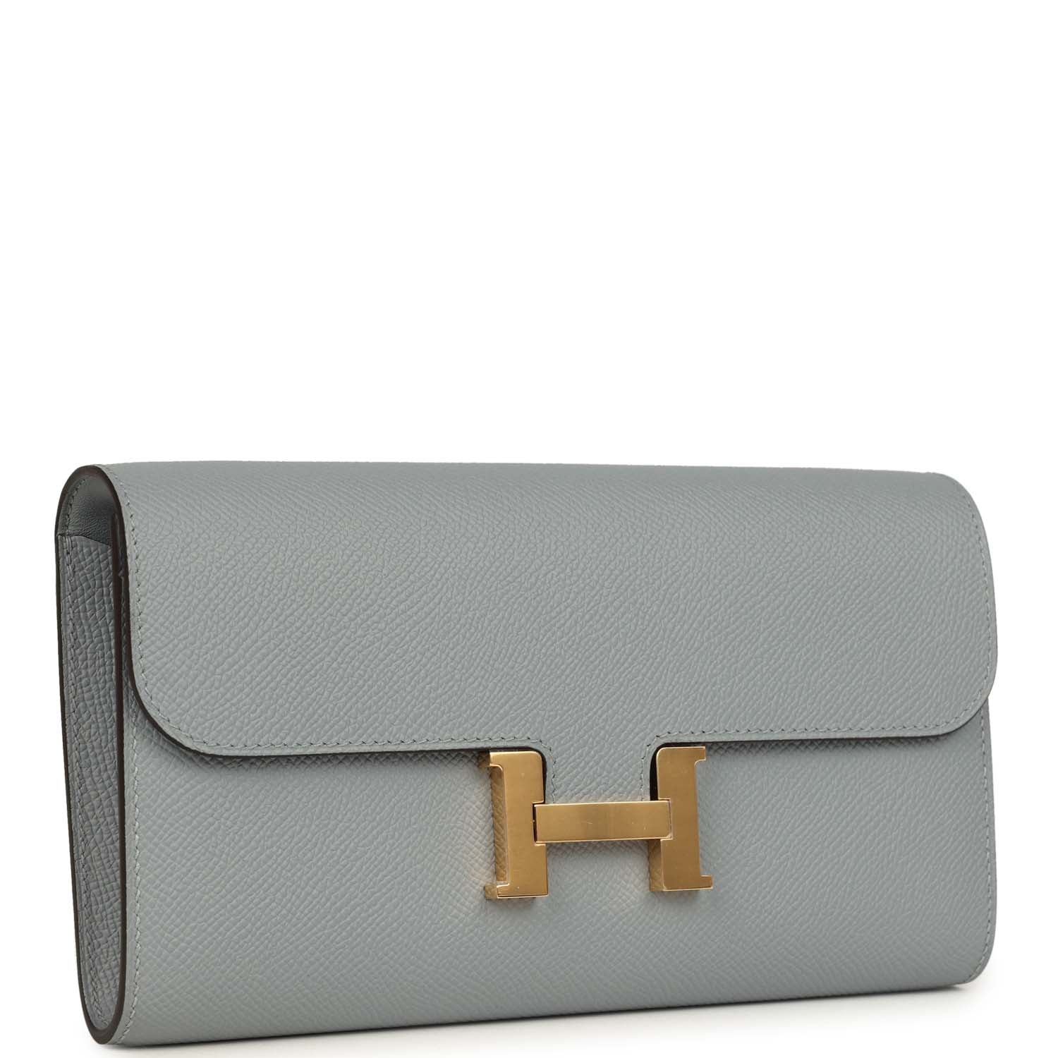 Constance Wallet To Go Gris Pantin Epsom Gold Hardware Bag
