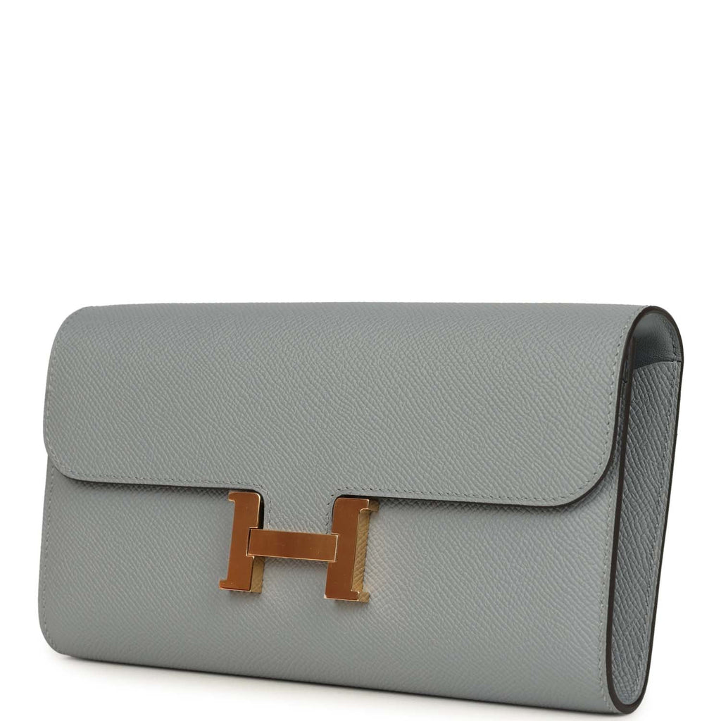 Constance Wallet To Go Gris Pantin Epsom Gold Hardware Bag