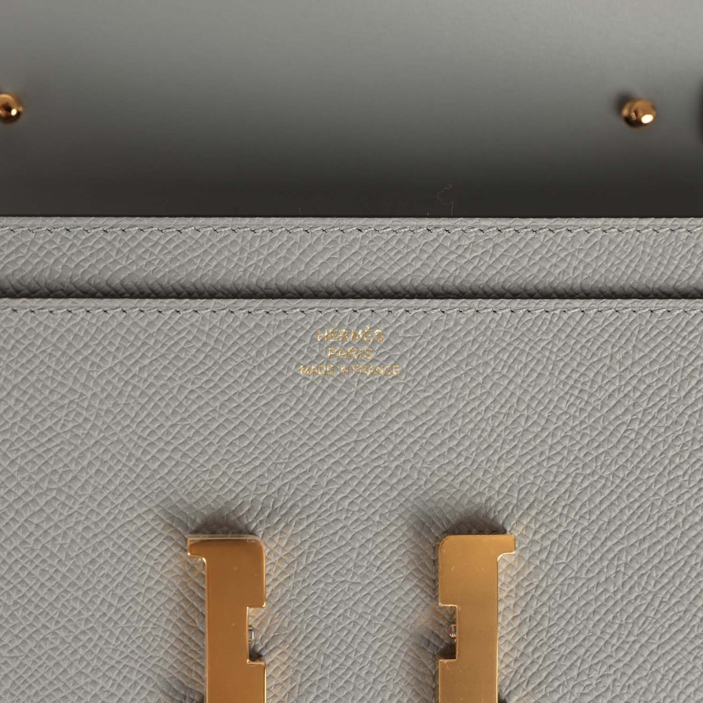 Constance Wallet To Go Gris Pantin Epsom Gold Hardware Bag