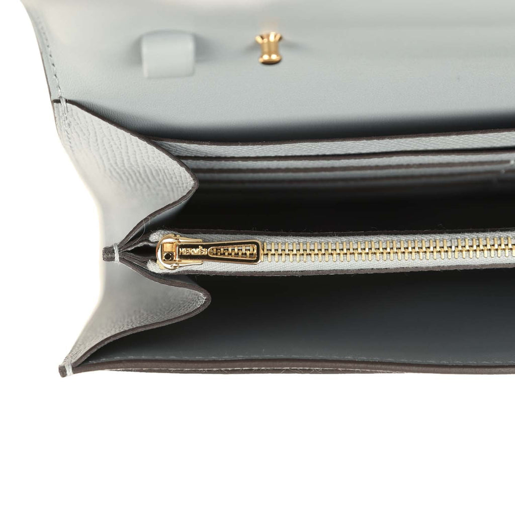 Constance Wallet To Go Gris Pantin Epsom Gold Hardware Bag
