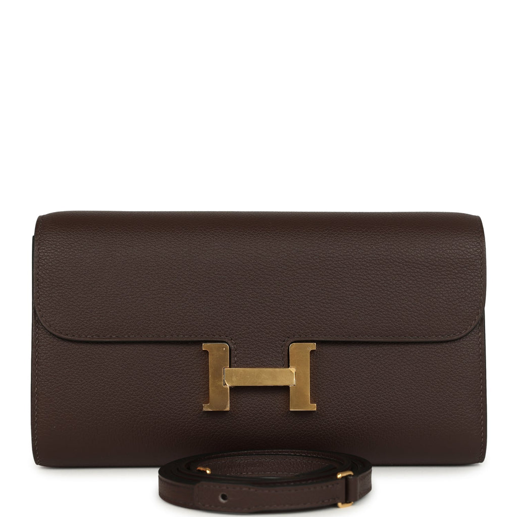Constance Wallet To Go Moka Evercolor Gold Hardware Bag