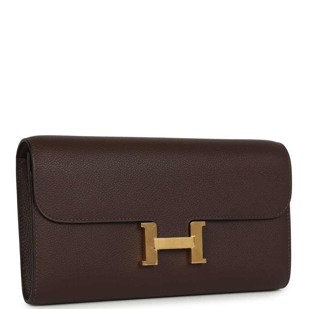 Constance Wallet To Go Moka Evercolor Gold Hardware Bag