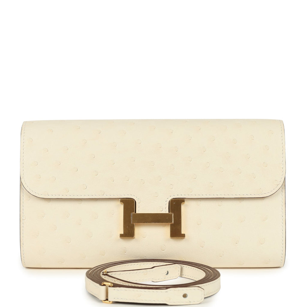 Constance Wallet To Go Nata Ostrich Gold Hardware Bag