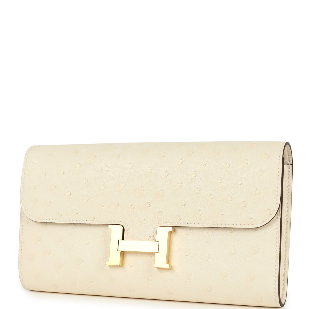 Constance Wallet To Go Nata Ostrich Gold Hardware Bag