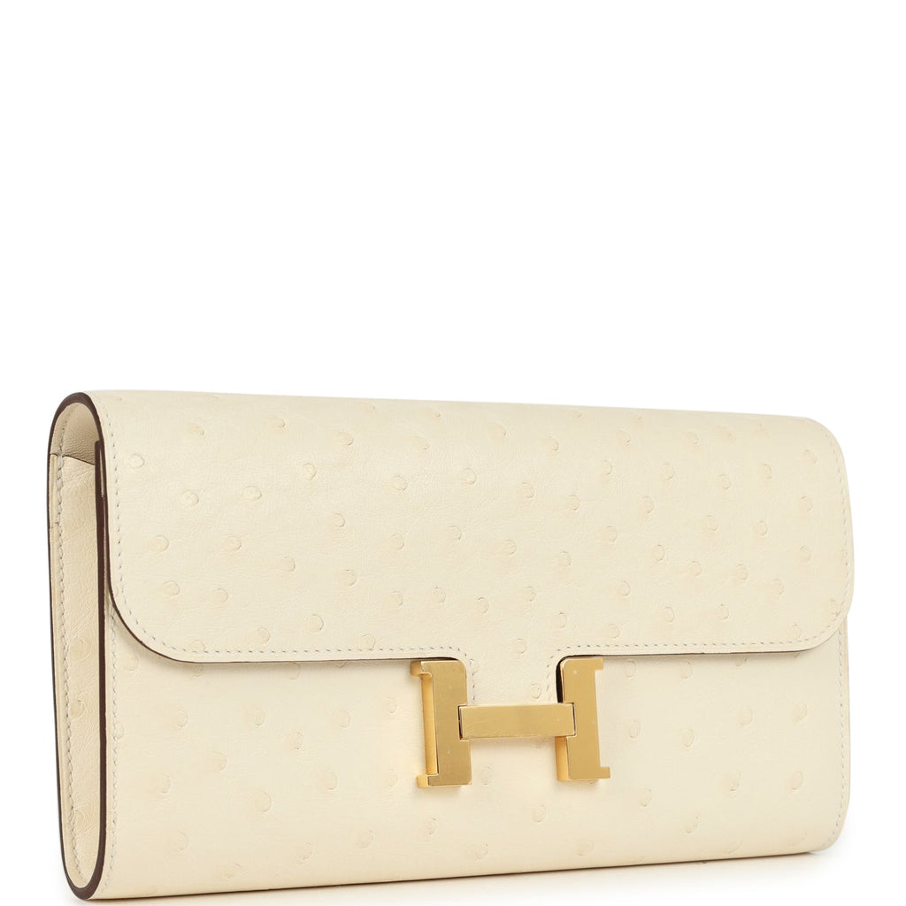 Constance Wallet To Go Nata Ostrich Gold Hardware Bag