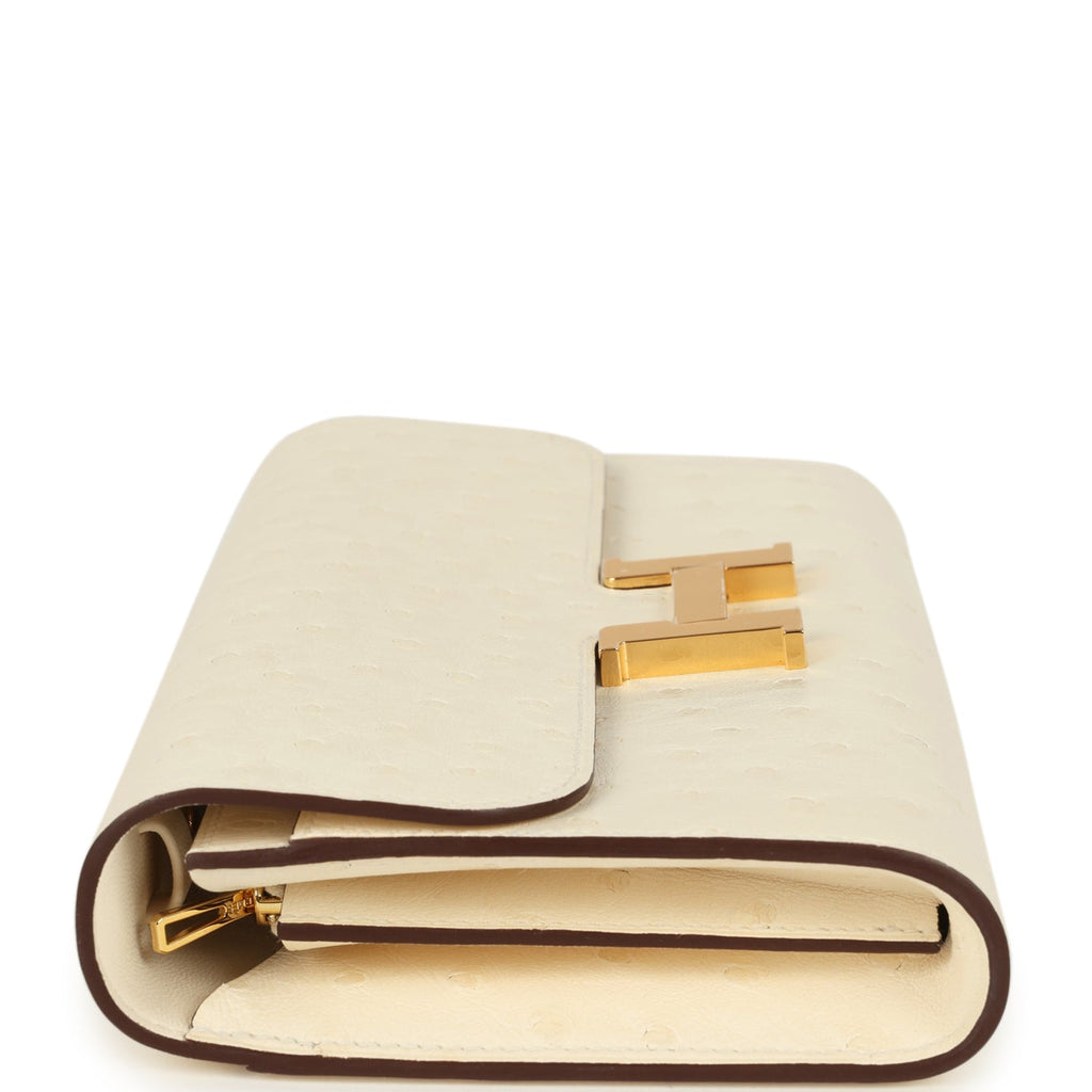 Constance Wallet To Go Nata Ostrich Gold Hardware Bag