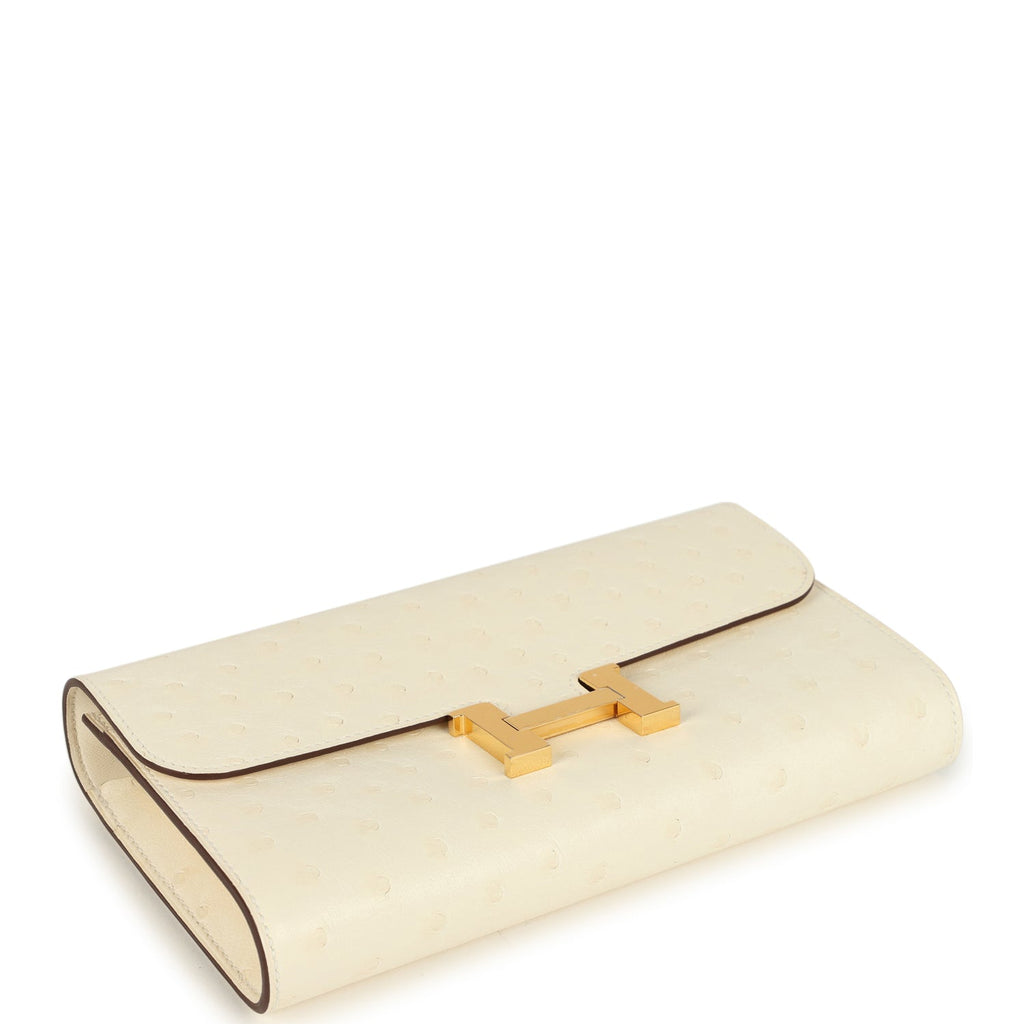 Constance Wallet To Go Nata Ostrich Gold Hardware Bag