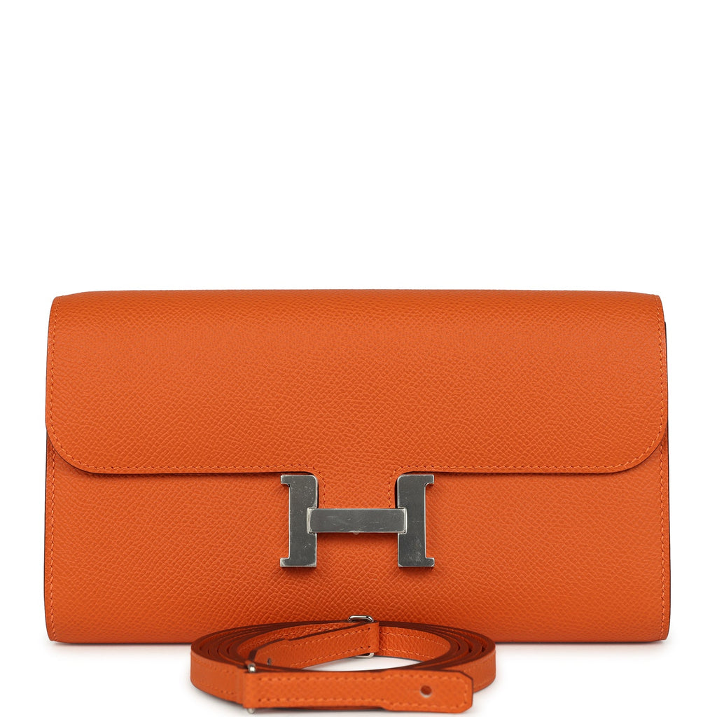 Constance Wallet To Go Orange Epsom Palladium Hardware Bag