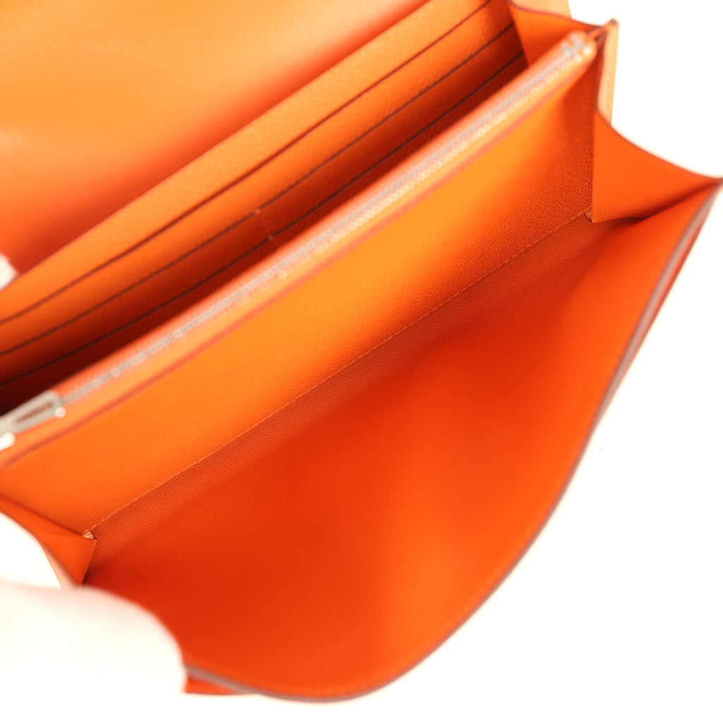 Constance Wallet To Go Orange Epsom Palladium Hardware Bag