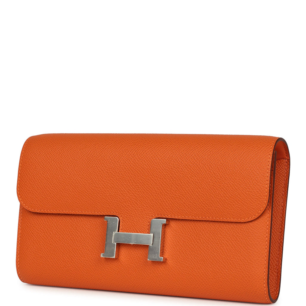 Constance Wallet To Go Orange Epsom Palladium Hardware Bag
