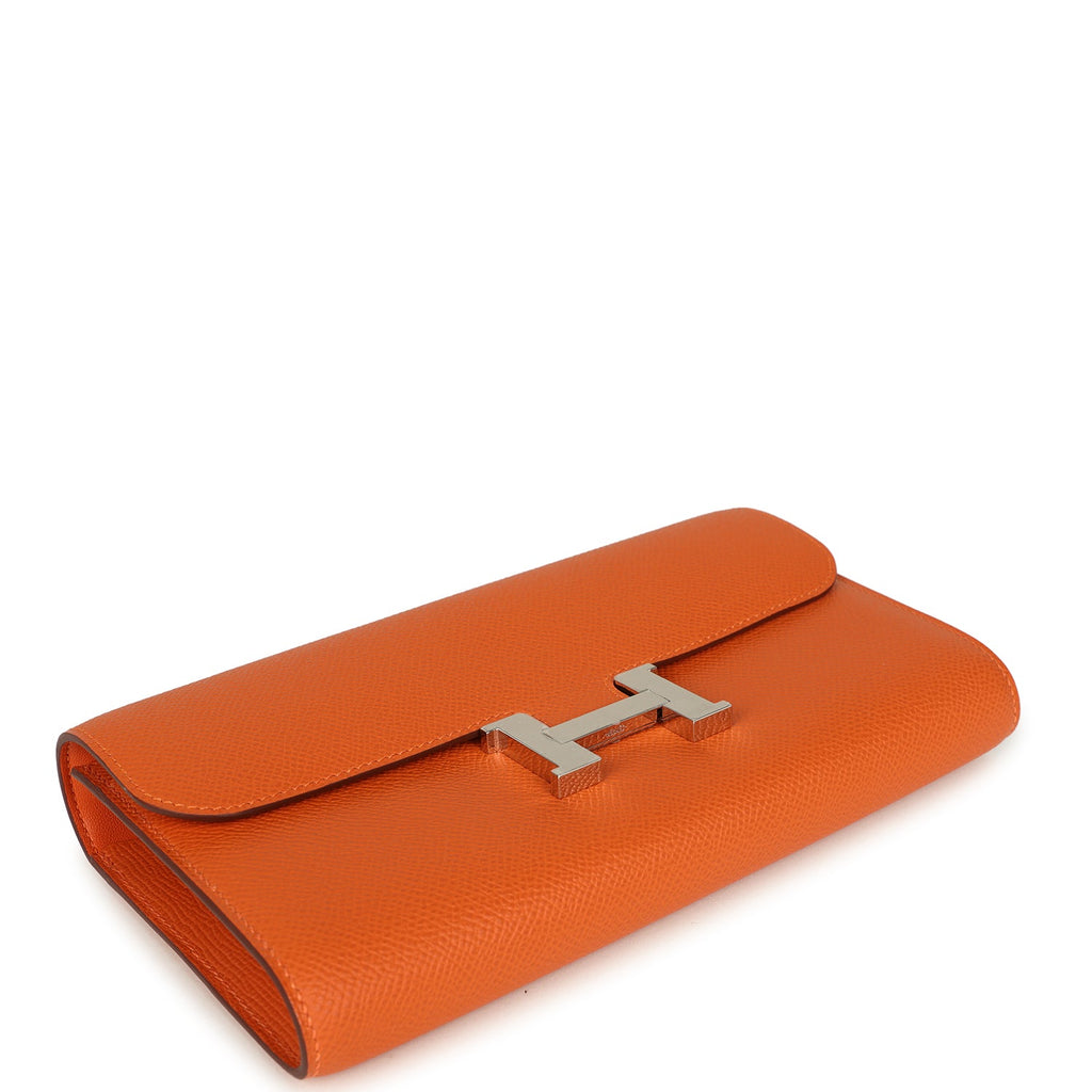 Constance Wallet To Go Orange Epsom Palladium Hardware Bag