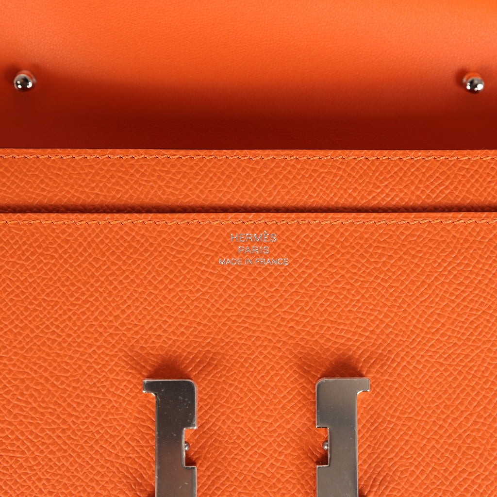 Constance Wallet To Go Orange Epsom Palladium Hardware Bag