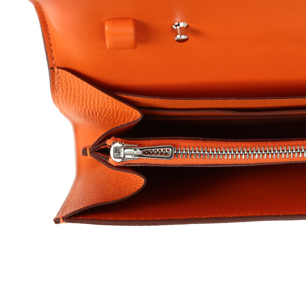 Constance Wallet To Go Orange Epsom Palladium Hardware Bag