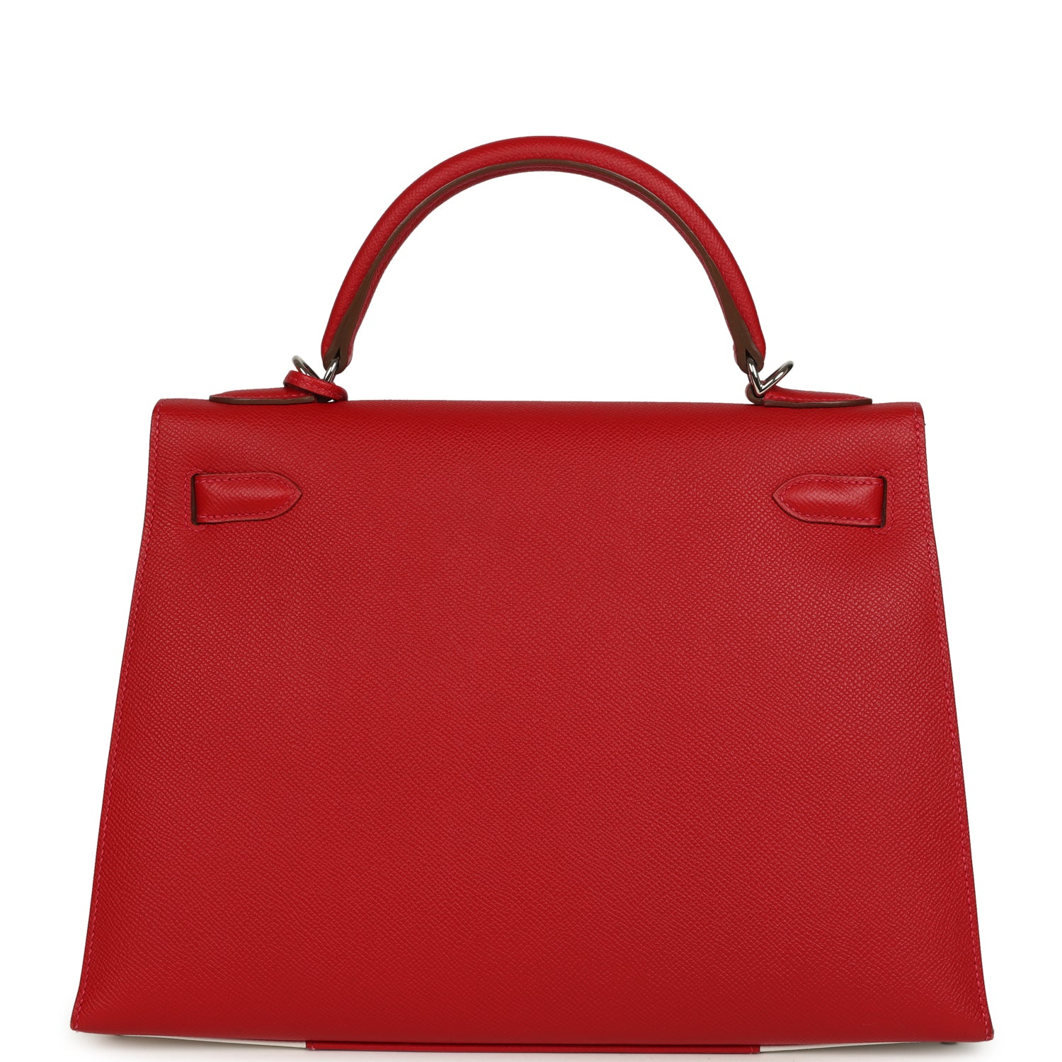 Flag Kelly Sellier 32 Rouge Casaque and White Epsom Palladium Hardware Bag