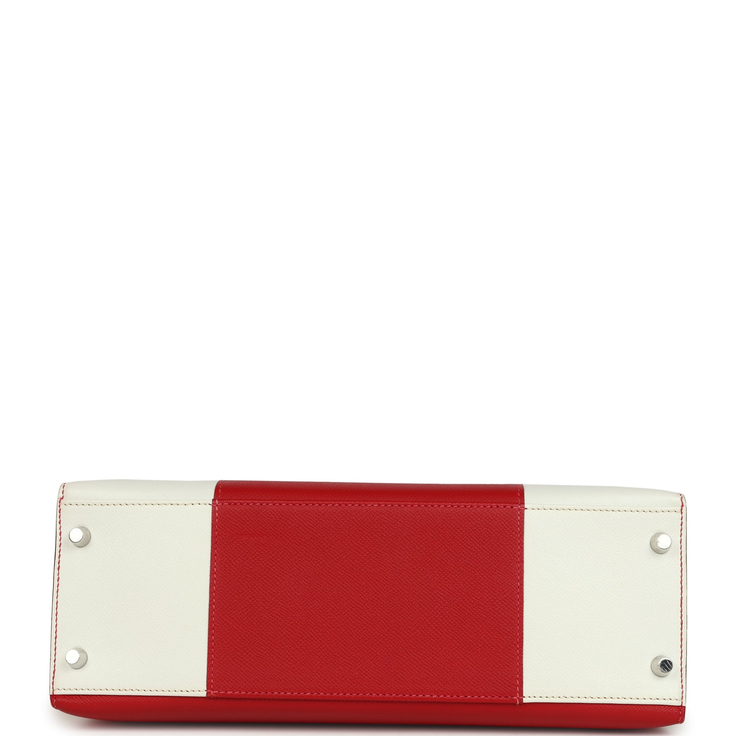 Flag Kelly Sellier 32 Rouge Casaque and White Epsom Palladium Hardware Bag