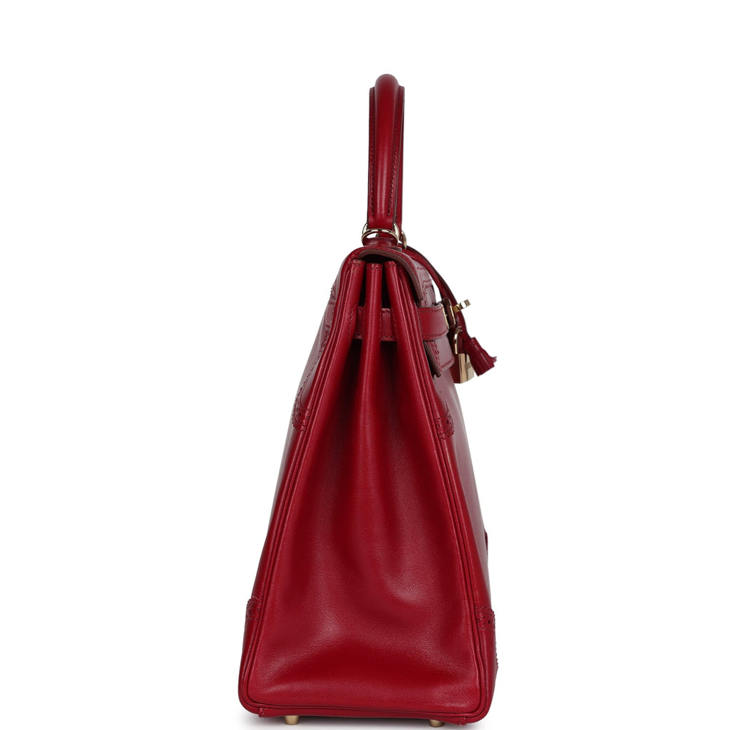 Ghillies Kelly Retourne 35 Rubis Tadelakt Permabrass Hardware Bag