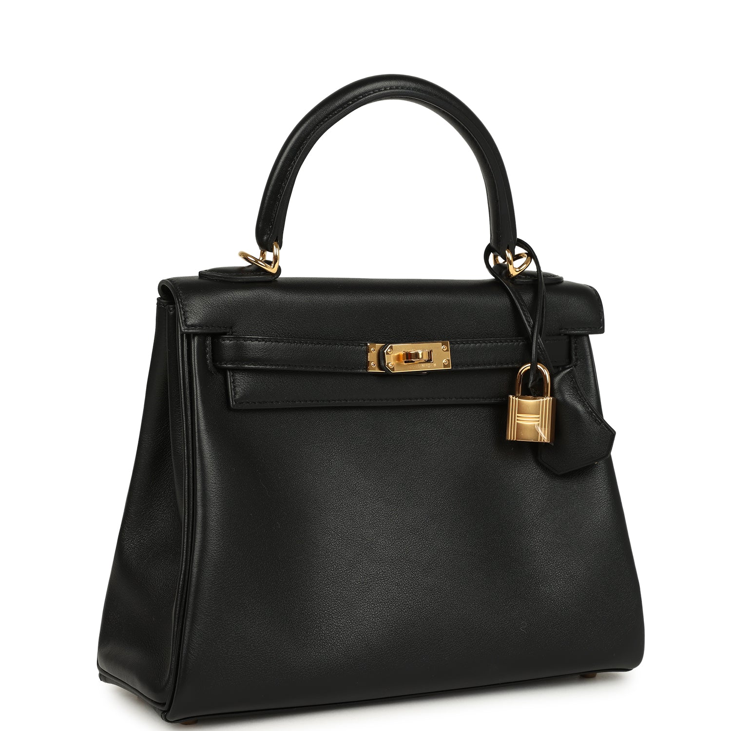 Kelly Retourne 25 Black Cheri Gold Hardware Bag