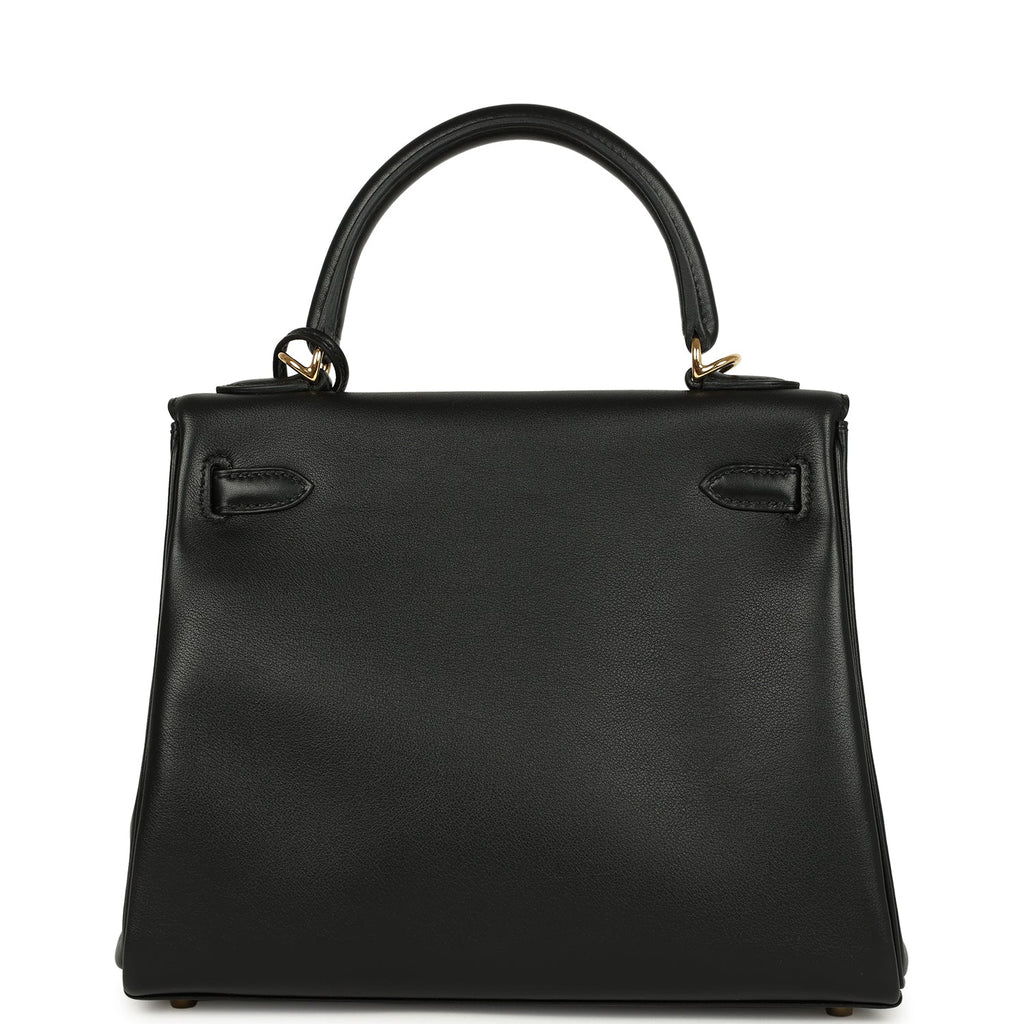 Kelly Retourne 25 Black Cheri Gold Hardware Bag