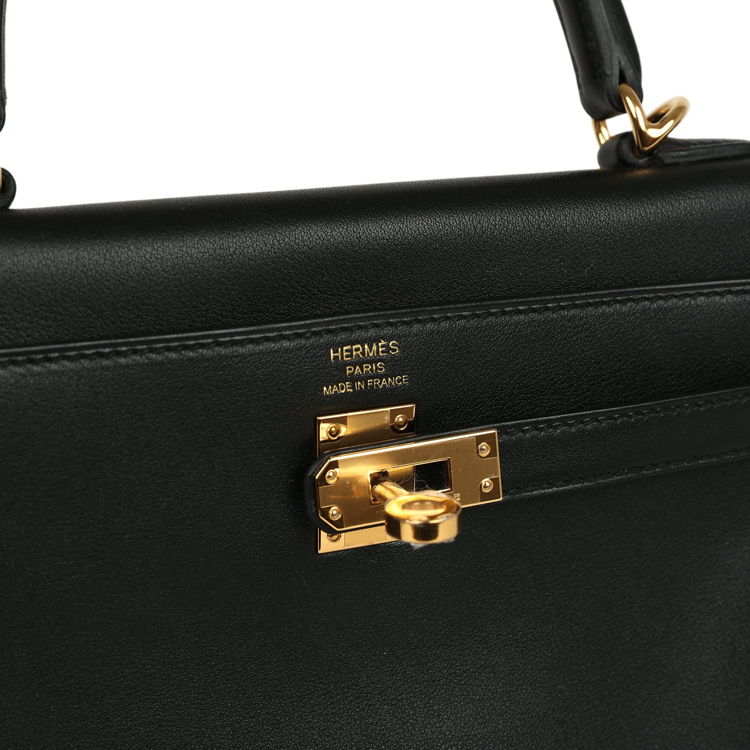 Kelly Retourne 25 Black Cheri Gold Hardware Bag