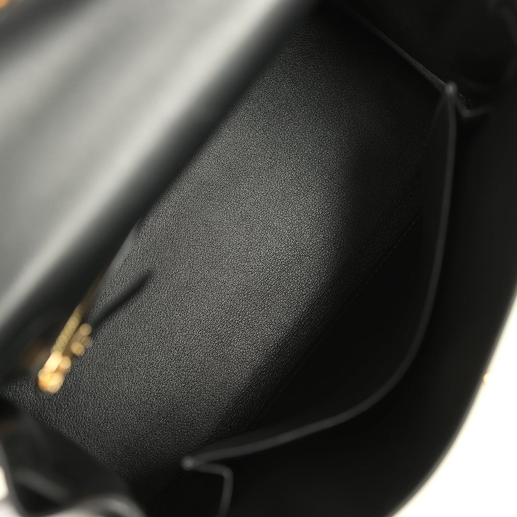 Kelly Retourne 25 Black Cheri Gold Hardware Bag