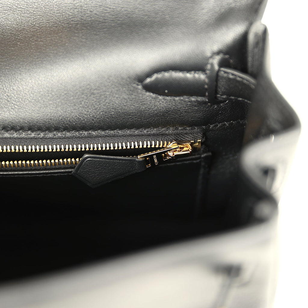 Kelly Retourne 25 Black Cheri Gold Hardware Bag