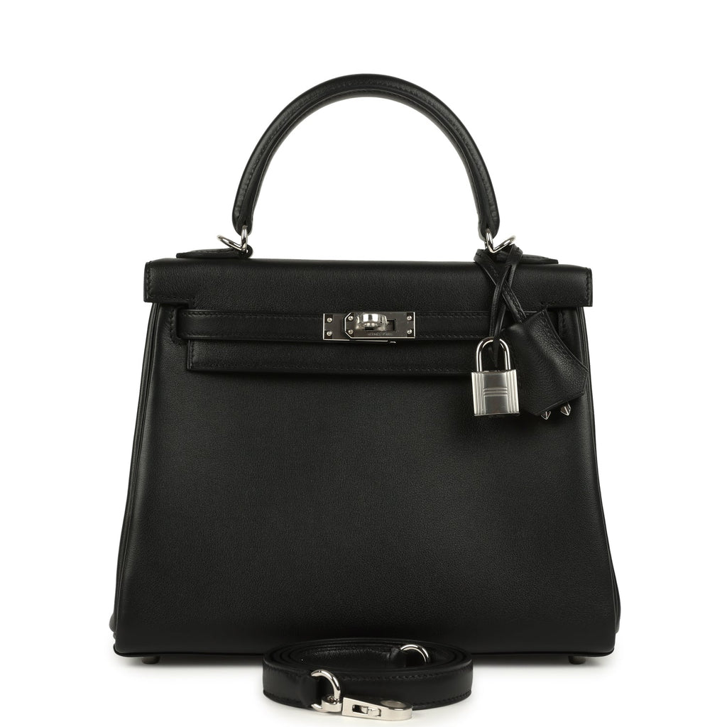 Kelly Retourne 25 Black Cheri Palladium Hardware Bag