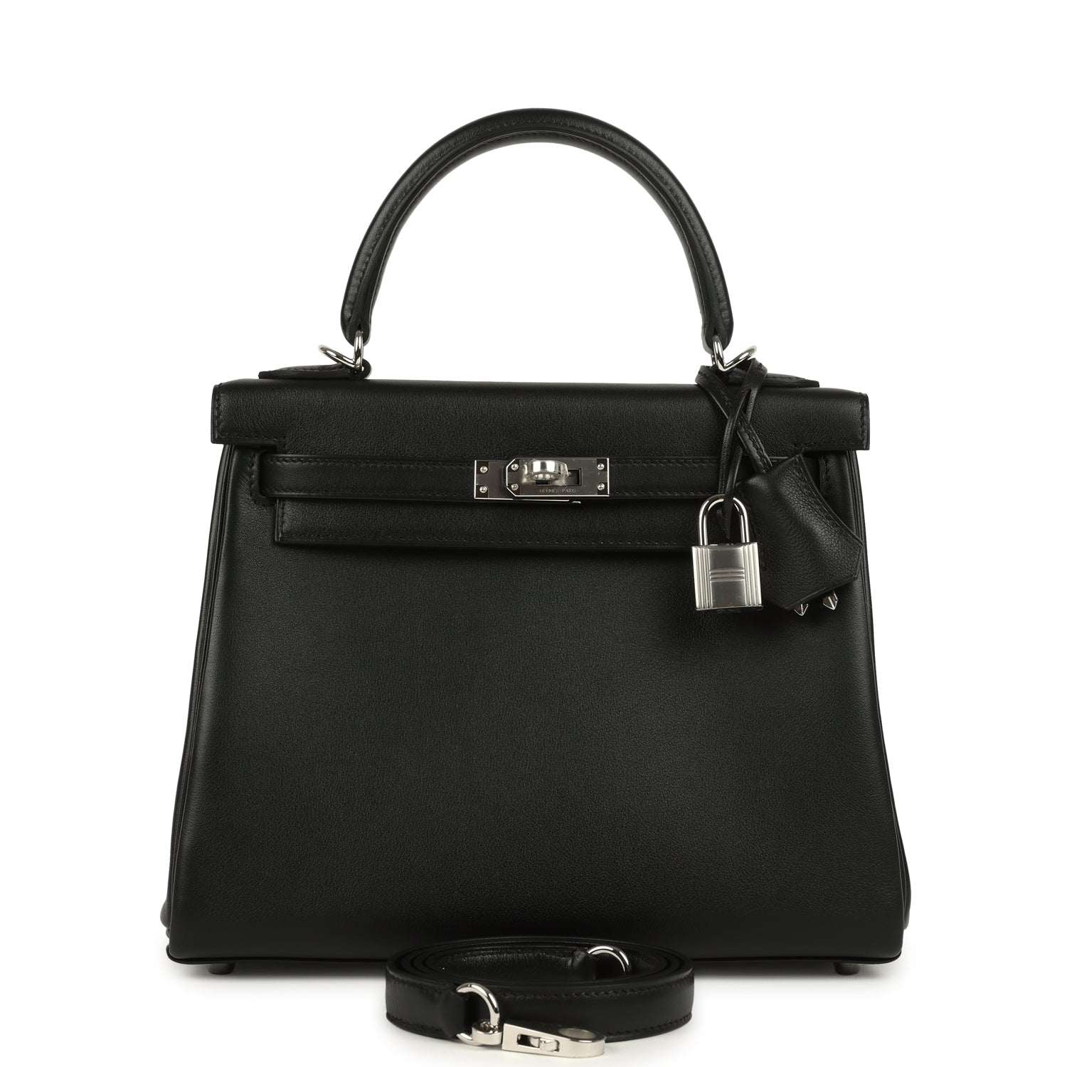 Kelly Retourne 25 Black Cheri Palladium Hardware Bag