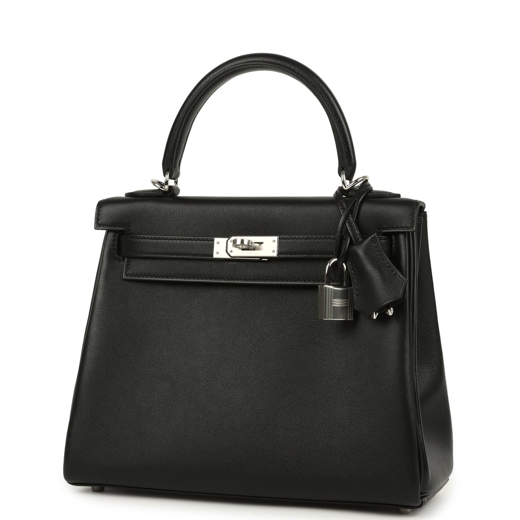 Kelly Retourne 25 Black Cheri Palladium Hardware Bag