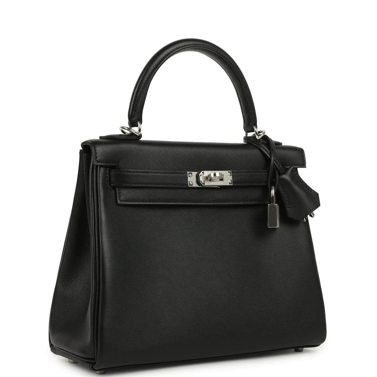 Kelly Retourne 25 Black Cheri Palladium Hardware Bag