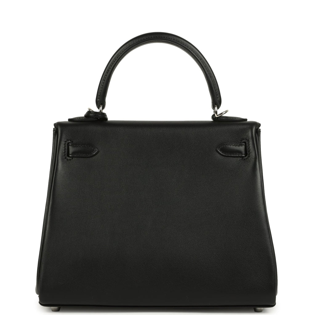 Kelly Retourne 25 Black Cheri Palladium Hardware Bag