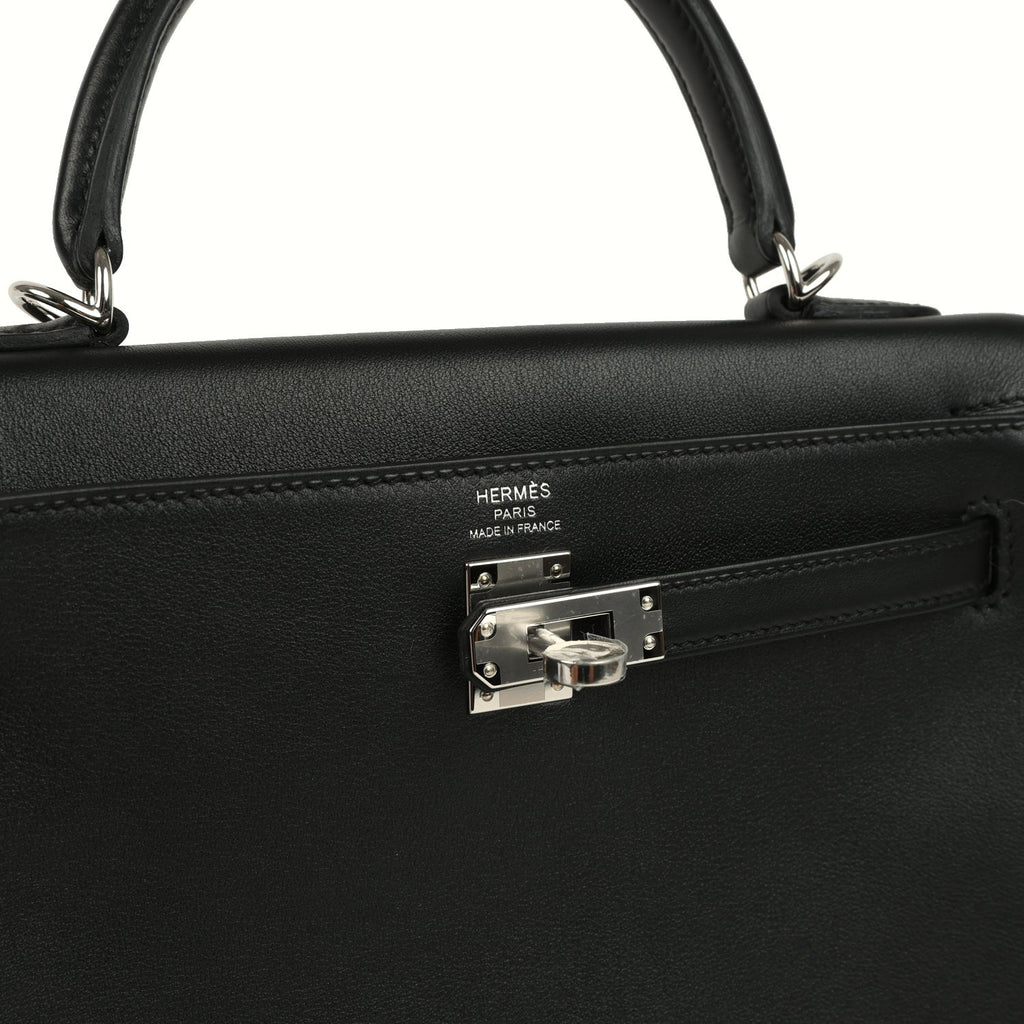 Kelly Retourne 25 Black Cheri Palladium Hardware Bag