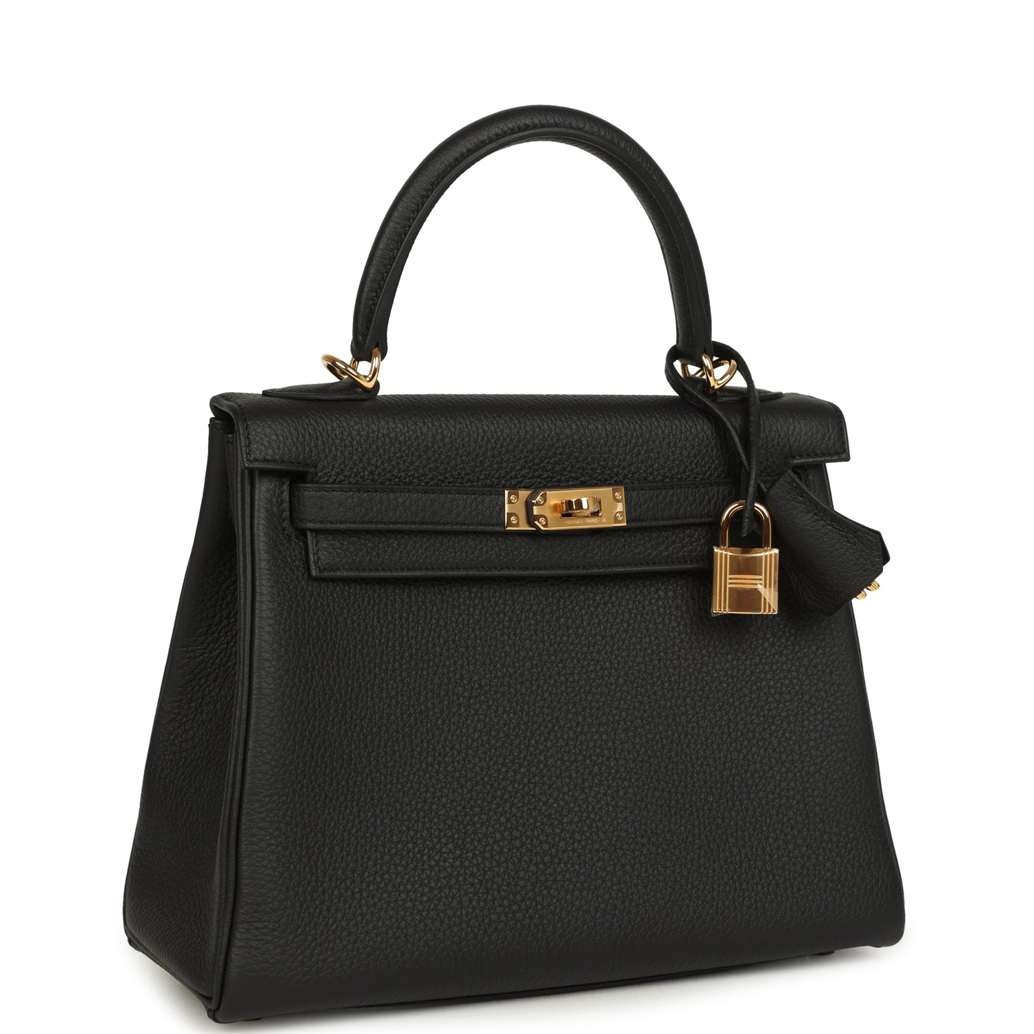 Kelly Retourne 25 Black Togo Gold Hardware Bag