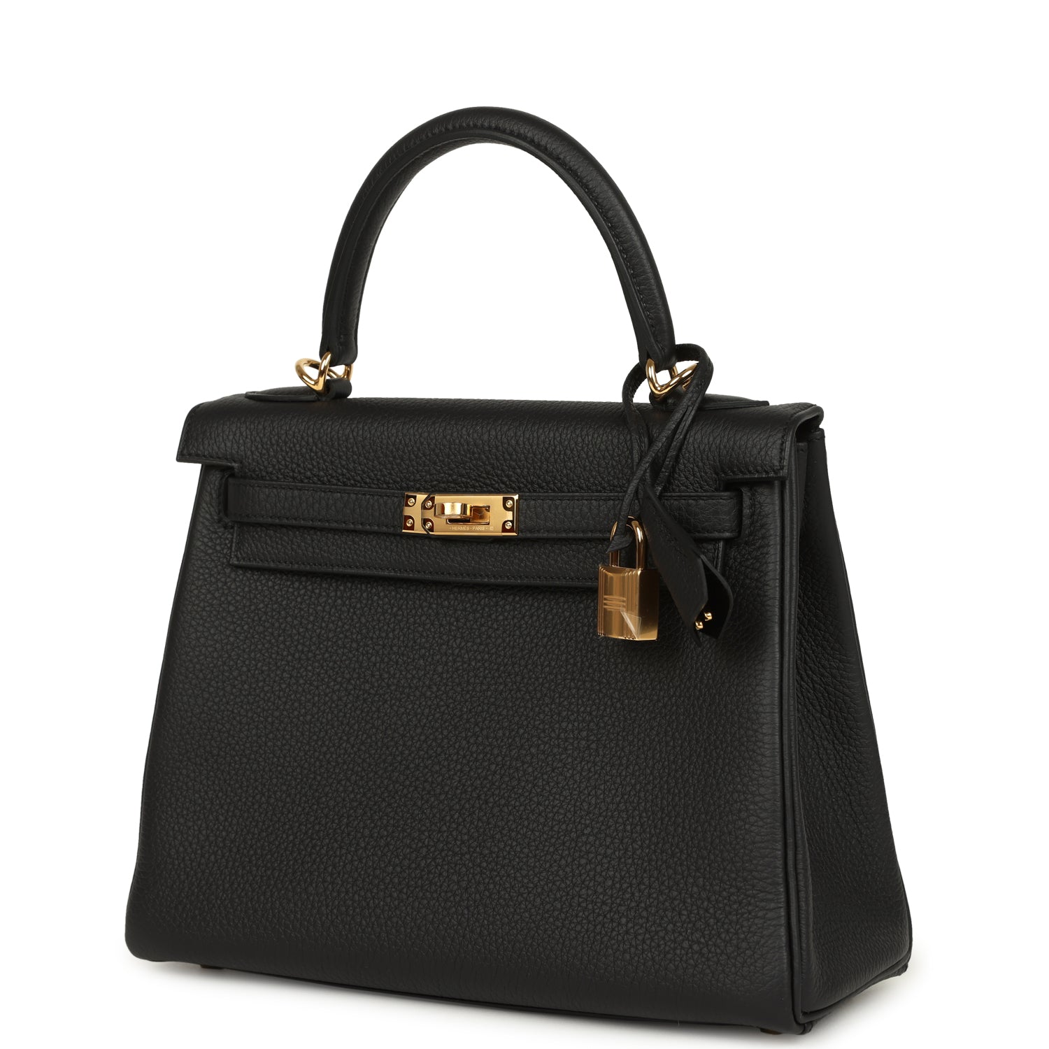 Kelly Retourne 25 Black Togo Gold Hardware Bag