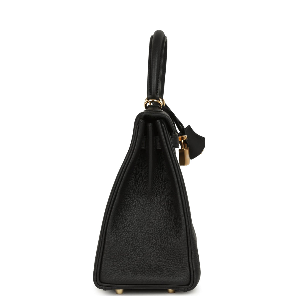 Kelly Retourne 25 Black Togo Gold Hardware Bag