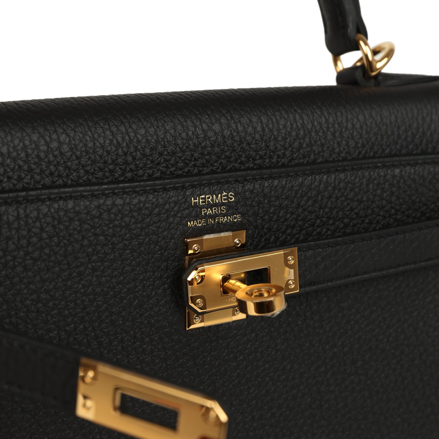 Kelly Retourne 25 Black Togo Gold Hardware Bag